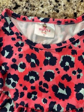 Ruffle Girl Pink Navy Leopard Print Girls' Shirt